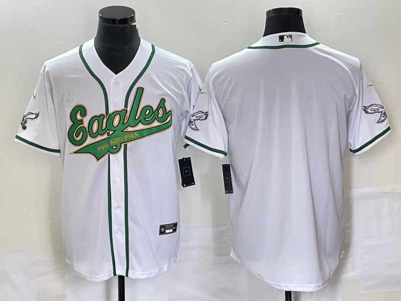 Philadelphia Eagles Blank White Gold Cool Base Stitched Baseball Jersey